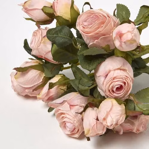 HOMESCAPES Pink Artificial Rose Bouquet, 37 cm Height – 3