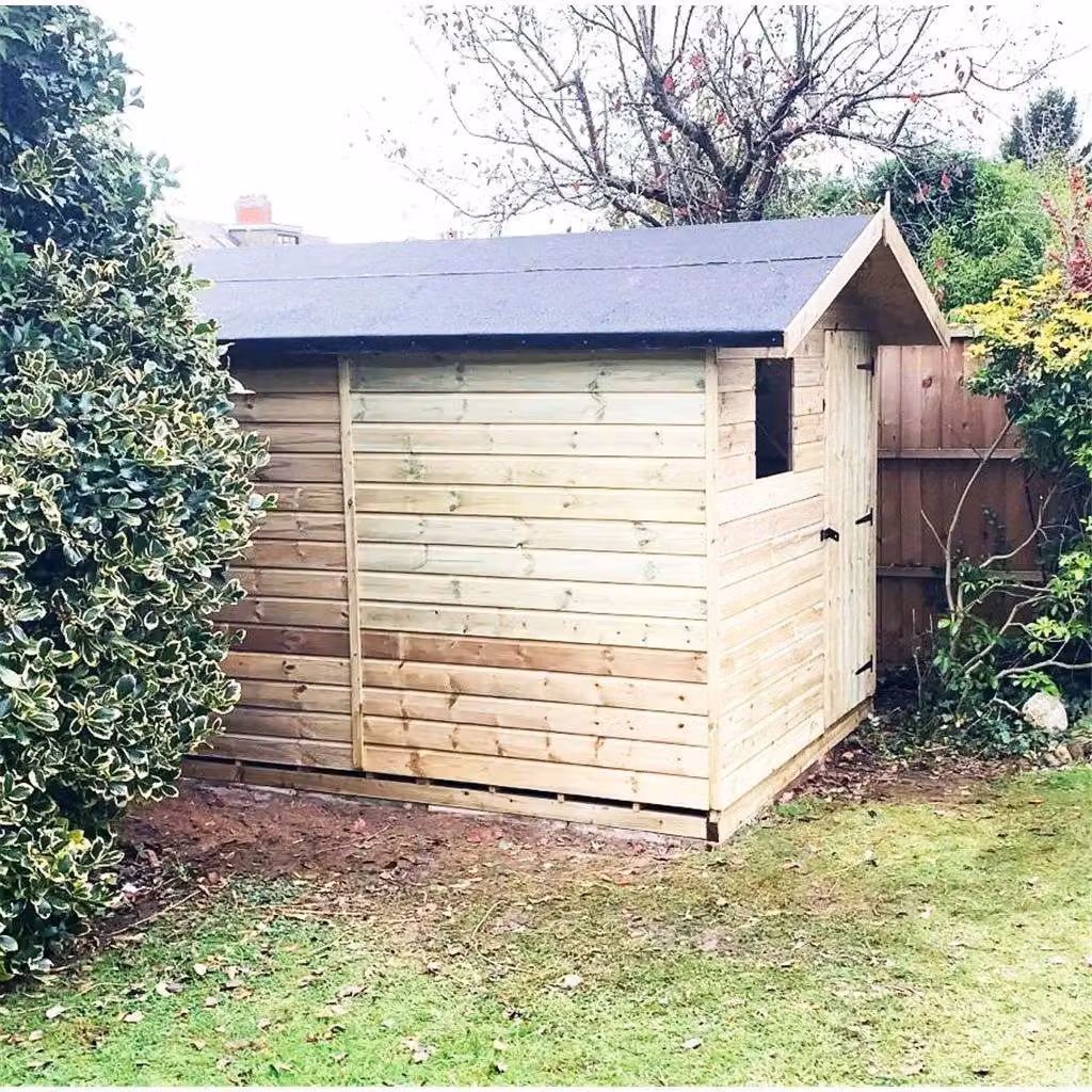 Marlborough Premier Pressure Treated Apex Gable Shed in Natural Wood, W: 304.8 cm, D: 243.84 cm, H: 243.84 cm – 2