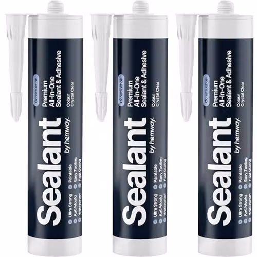 Hemway Hybrid Polymer Construction Sealant and Adhesive, Transparent, 3 x 300 ml – 1