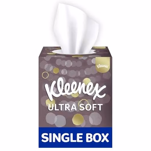 Kleenex Ultra Soft Facial Tissues in Gold and Multicolour Single Cube Tissue Box – 1