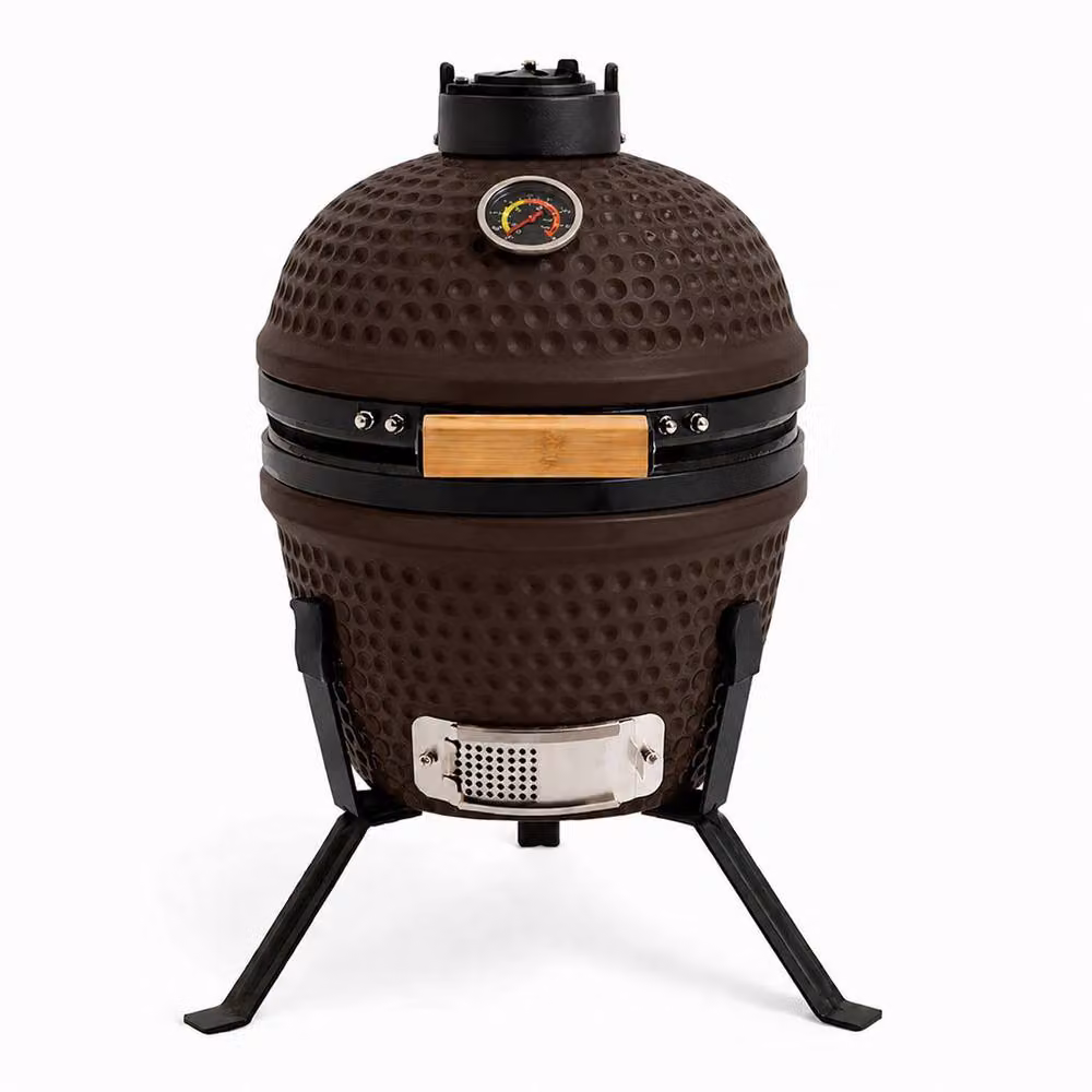 Neo 13 inch Ceramic Mini Kamado BBQ Grill and Portable Smoker Oven in Brown and Chocolate – 5