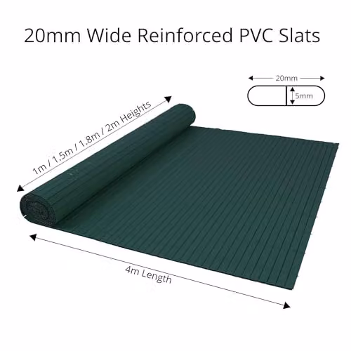 True Products Artificial Bamboo PVC Garden Fence Privacy Screening, Green, W: 400 cm, H: 200 cm – 3