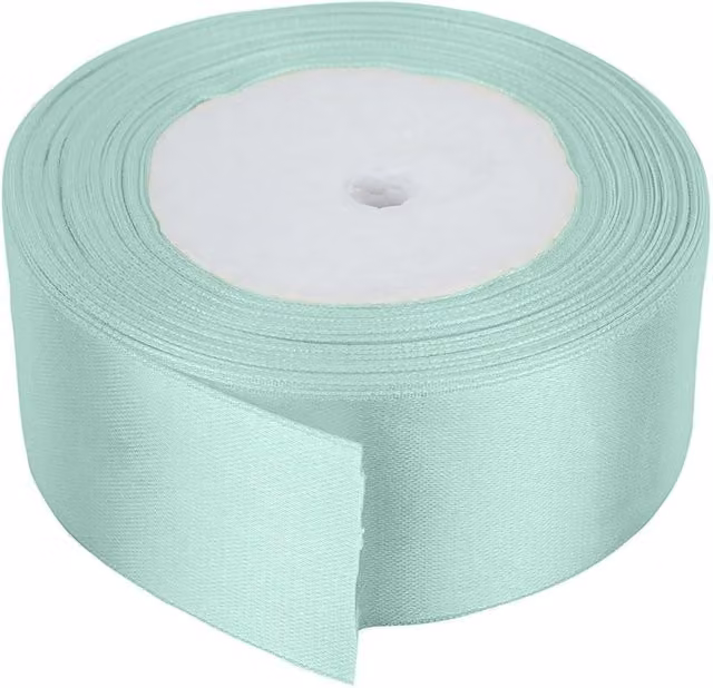 Neel Blue Double Sided Satin Polyester Ribbon Roll, Width: 5 cm, Length: 25 m, Light Green