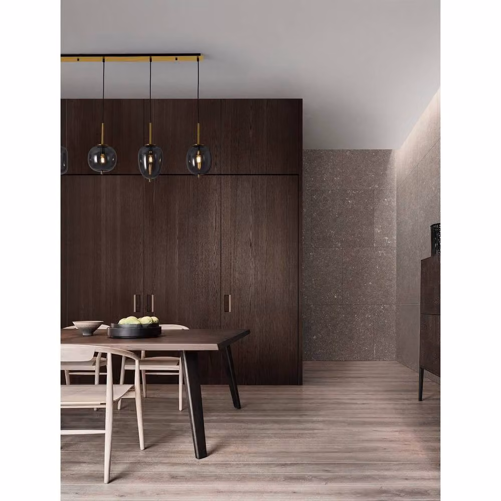 Nova Luce Bar Pendant Ceiling Light in Grey and Gold/Brass with Transparent Grey Glass – 2