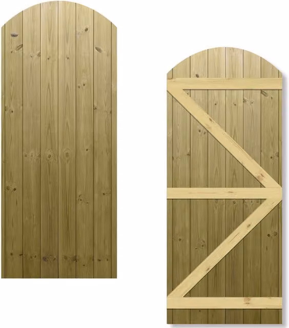 Premier Garden Supplies Interlocked Tongue Groove Pathway Semi-Braced Arch Top Pedestrian Garden Gate, Green, Width: 75 cm