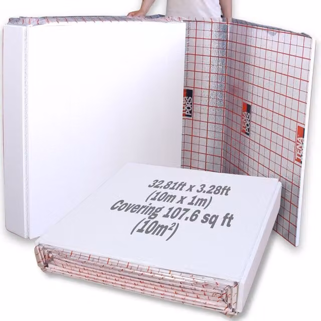 NOVECRAFTO Underfloor Heating 20mm EPS Insulation Board with Reflective Foil, Grid Layout, 10sqm, White