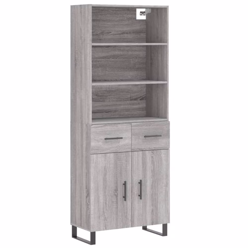 Berkfield Home Grey Sonoma Highboard with Hinged Doors and Internal Shelves, W/D/H: 69.5 x 34 x 180 cm – 3