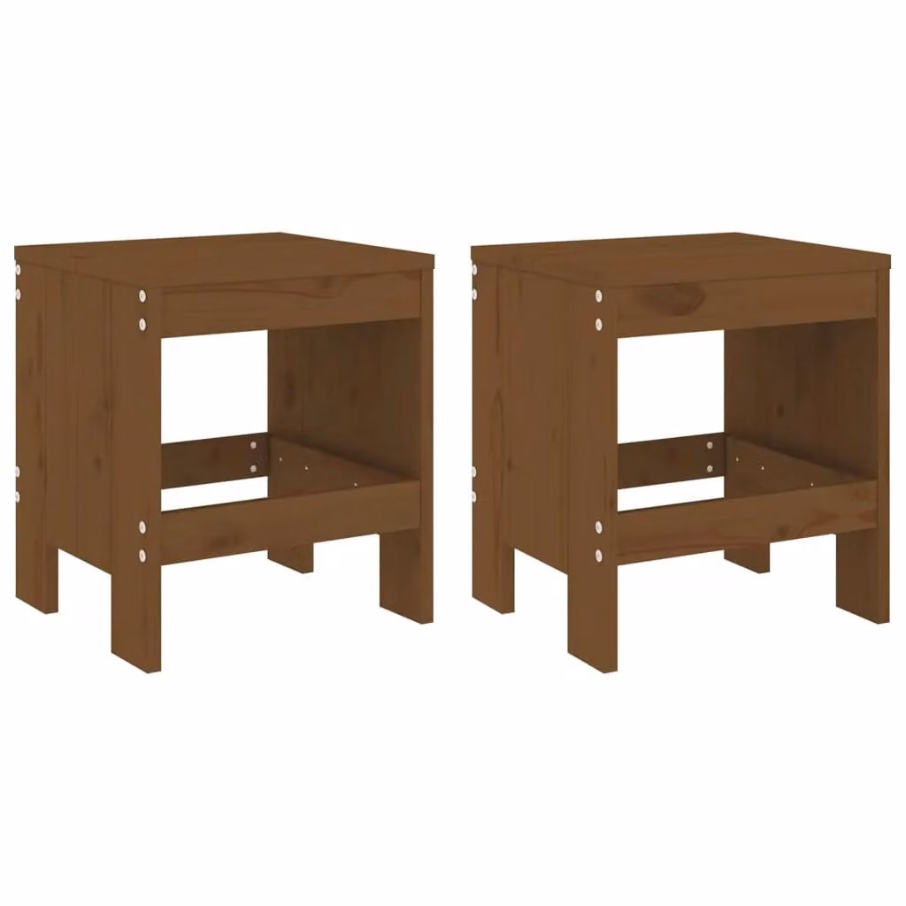 Berkfield Home Set of 2 Rustic Garden Stools in Brown Solid Pine Wood, W/D/H: 40 x 36 x 45 cm – 2