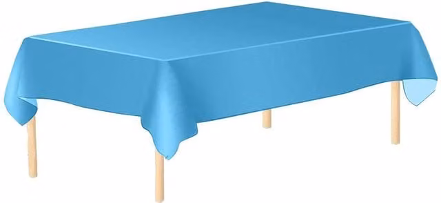 Neel Blue Disposable PVC Rectangular Tablecloth in Light Blue, W: 137 cm x L: 183 cm