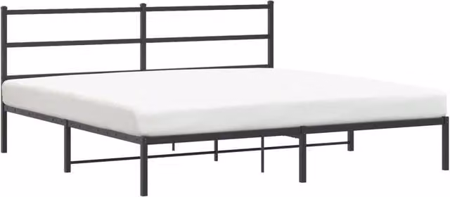 Berkfield Home Metal Bed Frame with Headboard, Black, W/D/H: 180 x 200 cm