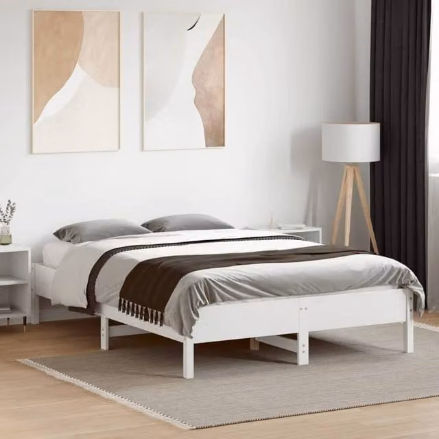 Berkfield Home Beautiful Small Double Bed Frame in White Solid Pine, W/D/H: 120 x 190 cm – 1