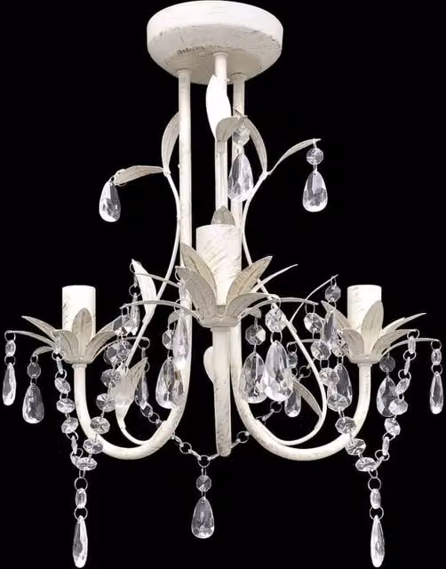Berkfield Home Set of 4 Crystal Pendant Ceiling Lamps in White – 1