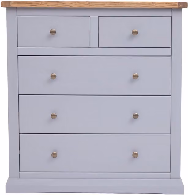 Cabinet Bits Rocca 5 Drawer Chest of Drawers in Grey with Gold Brass Knobs – 1