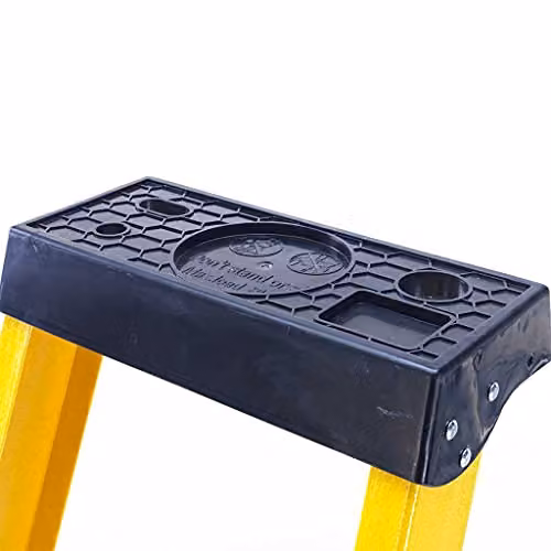 TB Davies Yellow GRP Fibreglass 6 Tread Platform Step Ladder with Plastic Tool Tray, Platform Height: 1.4 m, 150 kg Work Load – 2