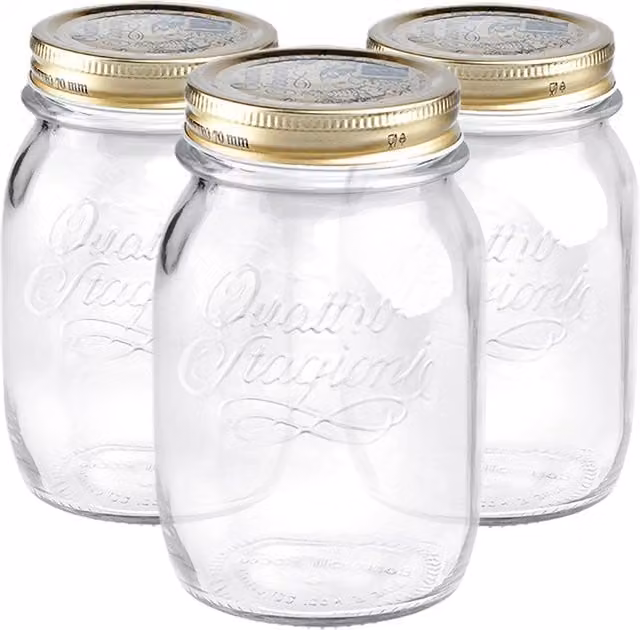 Bormioli Rocco Quattro Stagioni Glass Storage Jars, 500 ml, Pack of 3, Transparent – 1