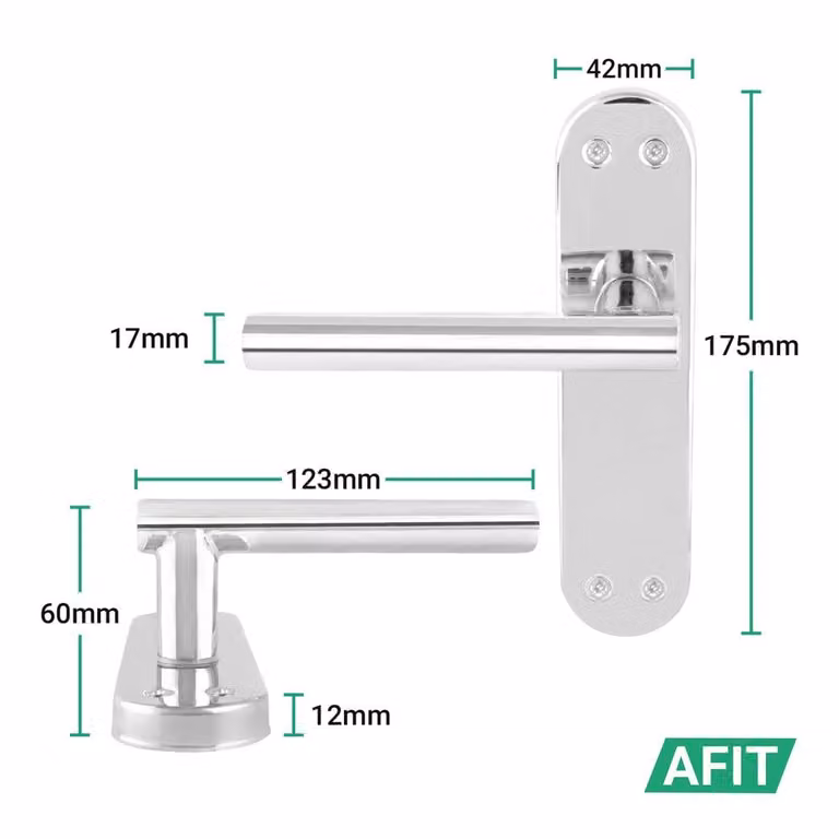 AFIT Chrome T-Bar Handle Latch Hinges and Backplate Set in Silver, 4 Pairs, 150 x 150 mm