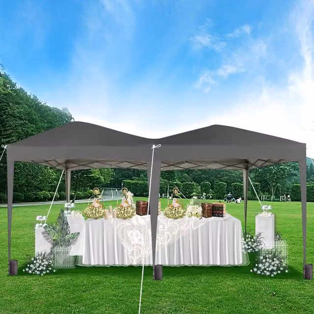 MCC Direct Grey Pop Up Gazebo Tent Marquee with Window, W: 6 m, D: 3 m