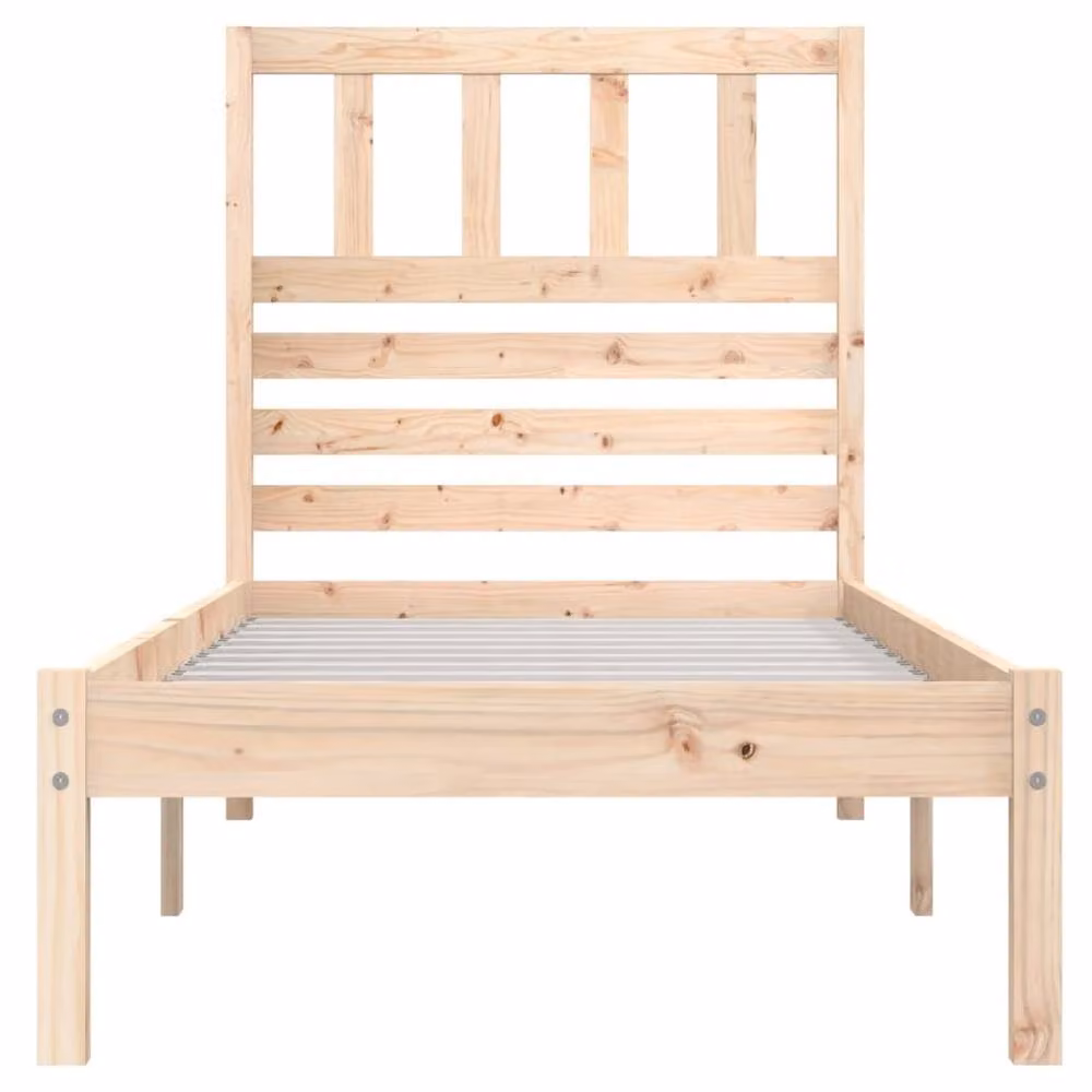 Berkfield Home Rustic Solid Wood Pine Bed Frame, Brown, W: 90 cm, D: 200 cm – 2