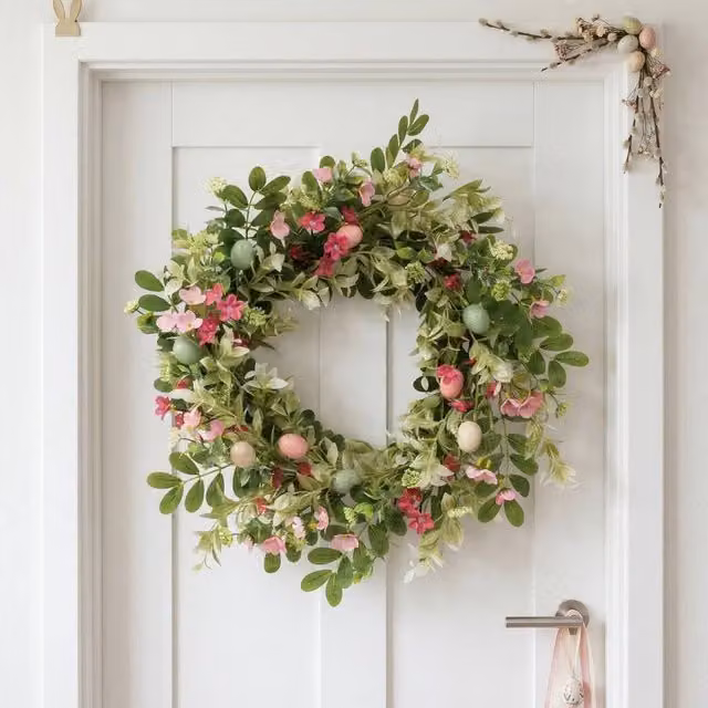 Garden Greatness Springtime Blooms & Eggs Easter Wreath in Multicolour – 1