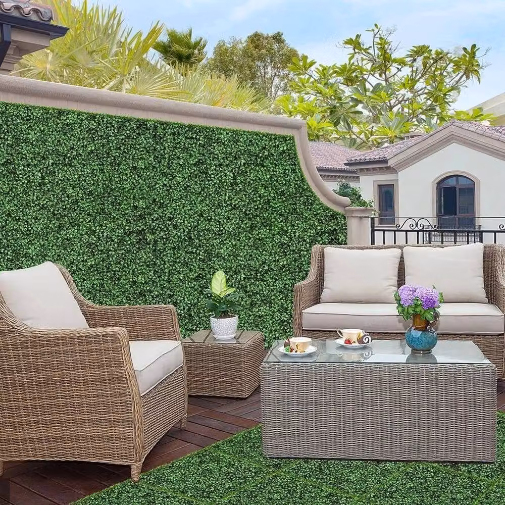 FLAVORA Artificial Hedge Plant Wall Garden Fence Screening in Green, 0.6m2 – 3
