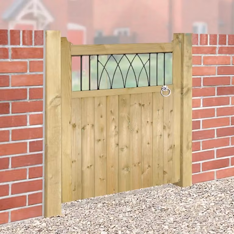 Burbage Iron Craft Windsor Low Single Garden Gate, Brown, W: 90 cm, H: 120 cm