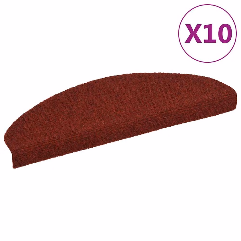 Berkfield Home Self-adhesive Needle Punch Stair Mats, Red, 10 Pieces, W/D/H: 65 x 21 x 4 cm – 2