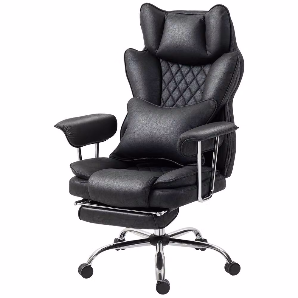 Rolipo Black Reclining Leathaire Executive Office Chair with Lumbar Support and Headrest – 2