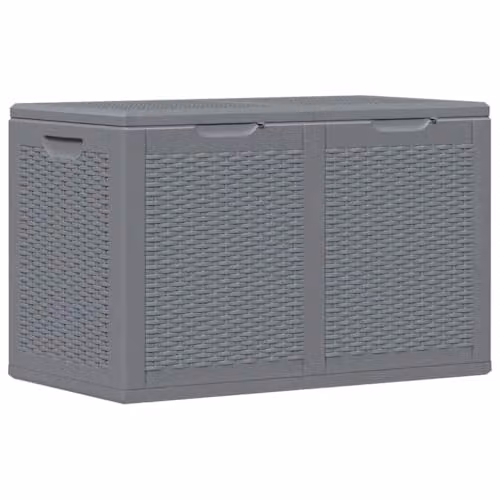 vidaXL Grey Rattan Plastic Garden Storage Box 180 L – 1