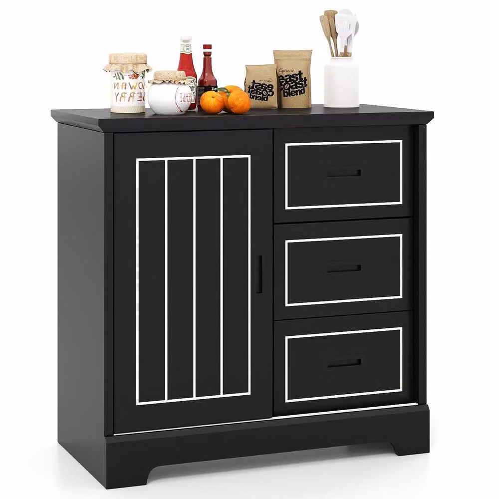 Costway Farmhouse Sideboard Buffet Cabinet in Black – 3