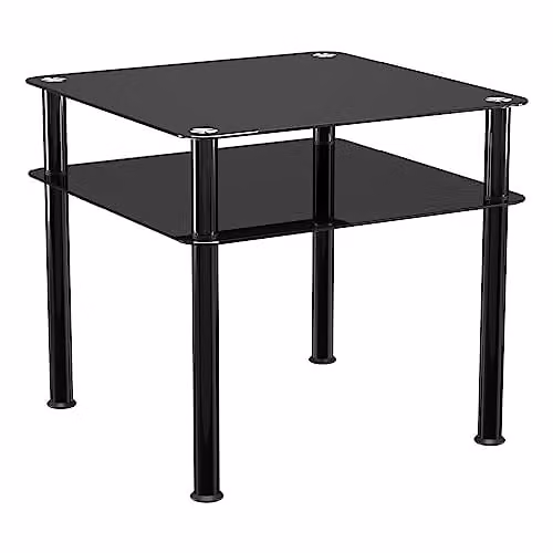 AVF Black Glossy Glass Coffee Table with Metal Legs, W/D/H: 60 x 60 x 42 cm – 1