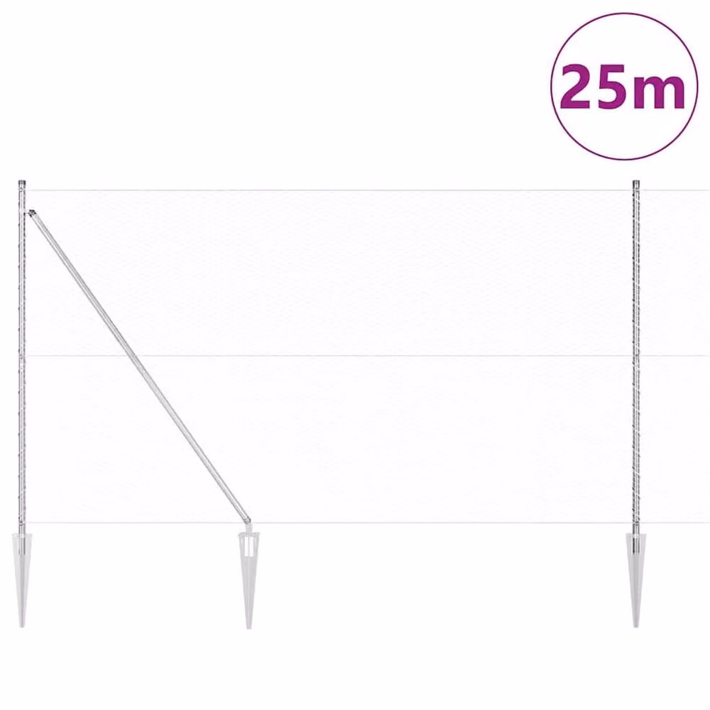 Berkfield Home Set of 2 Galvanised Steel Fencing in Silver, Length: 25 m – 2