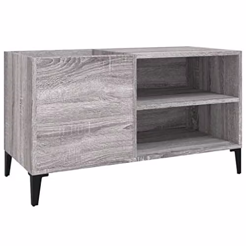 vidaXL Record Cabinet in Grey Sonoma, W/D/H: 84.5 x 38 x 48 cm
