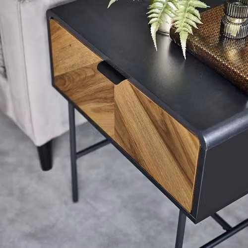 Julian Bowen Alvin Geometric End Table in Black and Brown, H63 x W56 x D40 cm – 3