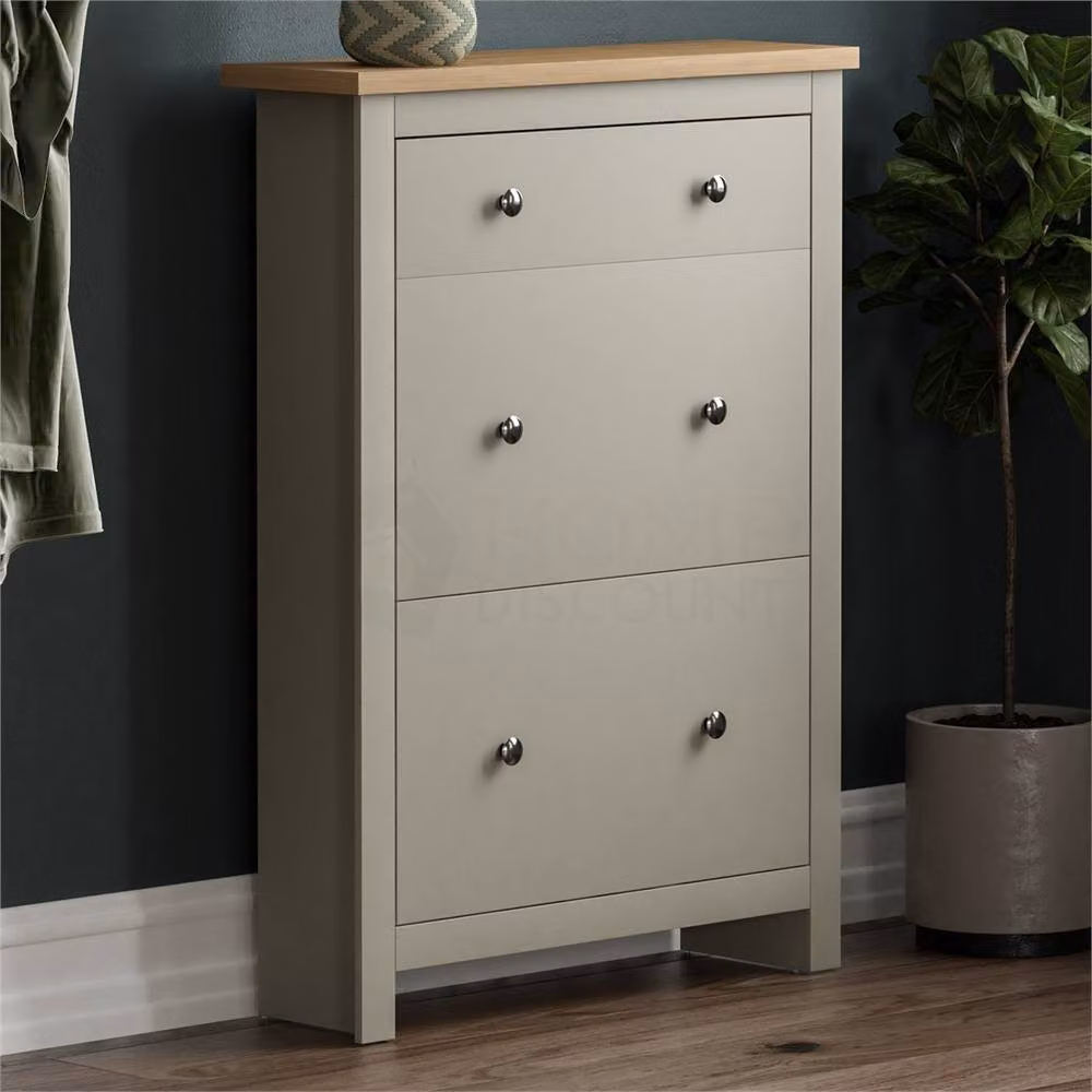Kelvenix Grey and Oak Modern Freestanding Cupboard Unit with Internal Drawers and Tilting Compartments W/D/H: 108 x 78 x 12 cm – 2