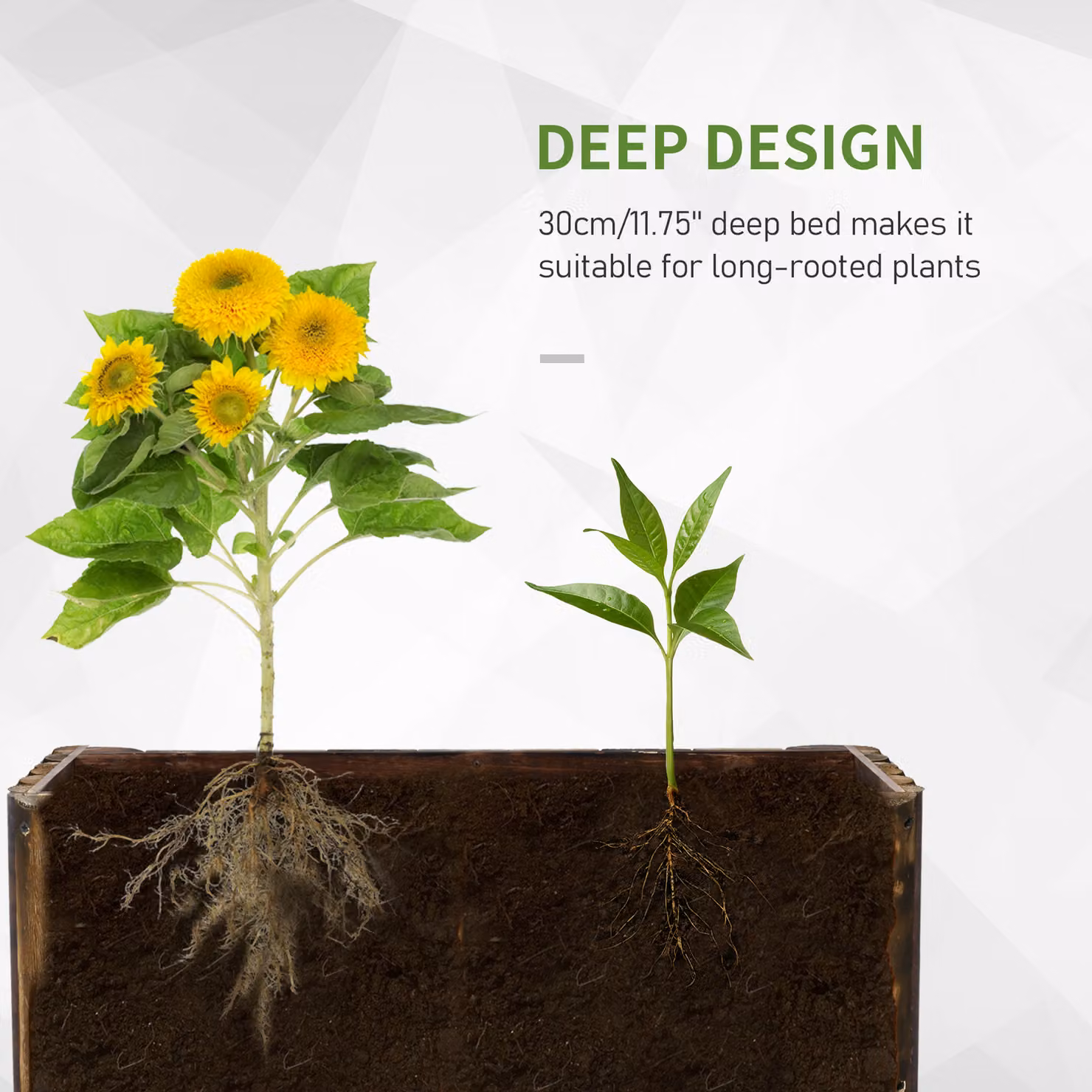 Outsunny Brown Wooden Raised Flower Bed Planter Box for Vegetable, Herb or Ornamental Gardens – 6
