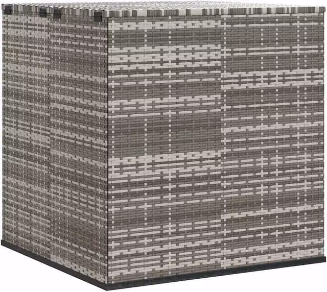 Berkfield Home Grey PE Rattan Garden Cushion Box with Removable Soft Close Lid, W/D/H: 100 x 97.5 x 104 cm