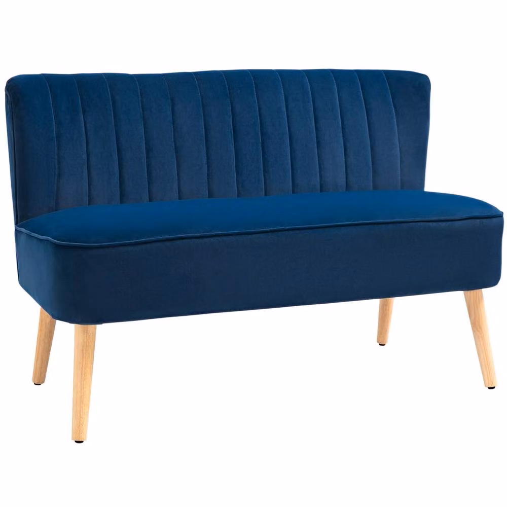 Wyld Haus Haleco 2 Seater Loveseat in Dark Blue Velvet with Panel Tufted Back – 2