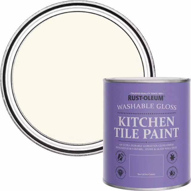 Rust-Oleum Water-Based Kitchen Tile Paint in Gloss Finish, Beige and White, 0.75 l