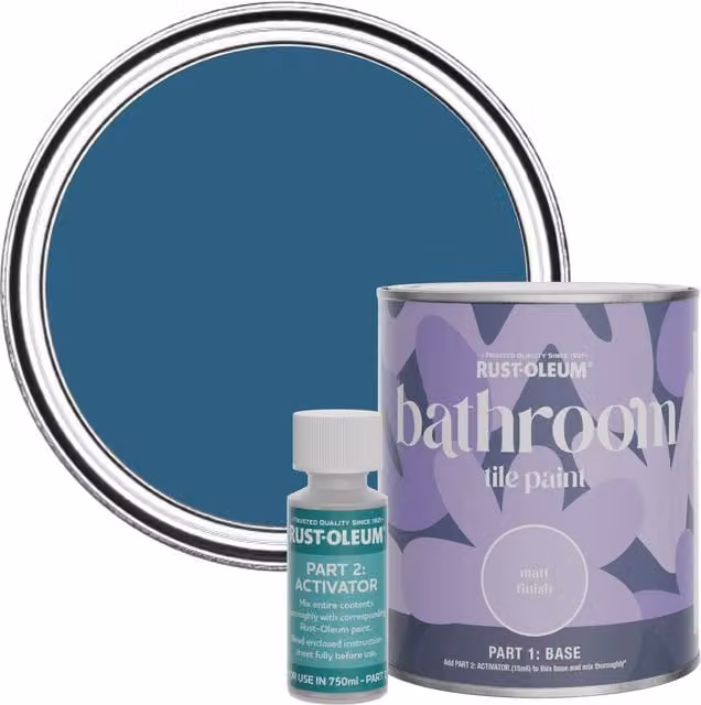 Rust-Oleum Matt Finish Bathroom Tile Paint in Cobalt Blue, 0.75 l