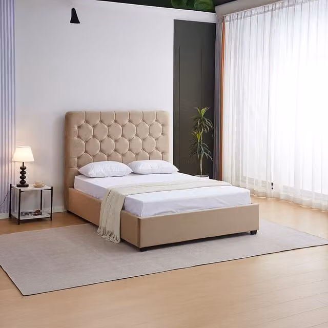 Seconique Madison Ottoman Double Bed in Fawn Velvet