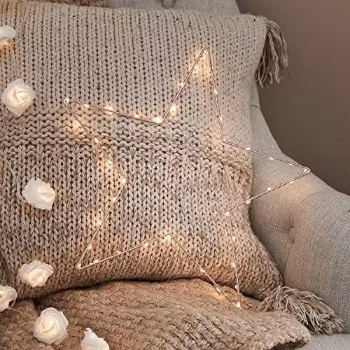 Lights4fun Rose Gold Geometric Star Window Light, 34 cm – 2