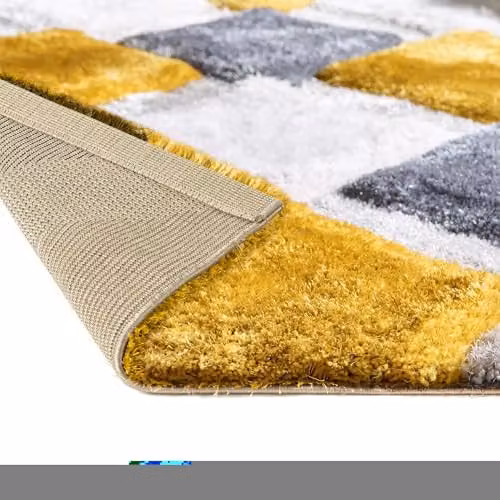 Phoenox Textiles Limited Origins 3D GEO Shaggy Rug in Ochre Yellow, W: 120 cm, L: 170 cm – 4