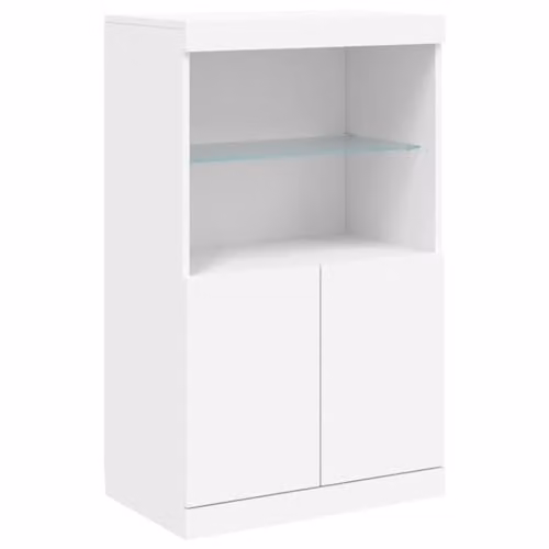 vidaXL Modern White Sideboard with Integrated LED Lights W: 60.5 cm, D: 37 cm, H: 100 cm