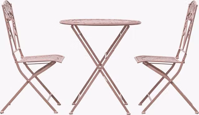 Perch & Parrow Bellini Outdoor Bistro Set in Pink Powder Coated Steel