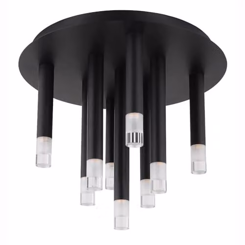 Netlighting Ryan Multi Arm Semi Flush Ceiling Lamp in Matt Black with 9x G9 Bulbs, Height: 29.6 cm – 1