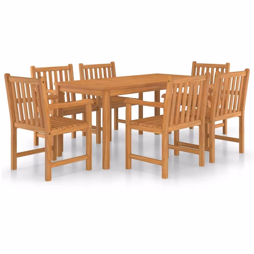 Berkfield Home 7 Piece Garden Dining Set in Brown Solid Teak Wood – 2