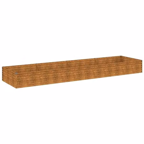 vidaXL Brown Corten Steel Raised Bed for Vegetable, Herb or Ornamental Gardens W: 387 cm, D: 100 cm, H: 36 cm