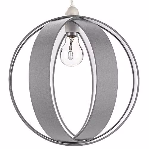 Happy Homewares Modern Grey Faux Silk Fabric Cocoon Globe Design Ceiling Pendant Light Shade, Diameter: 30 cm