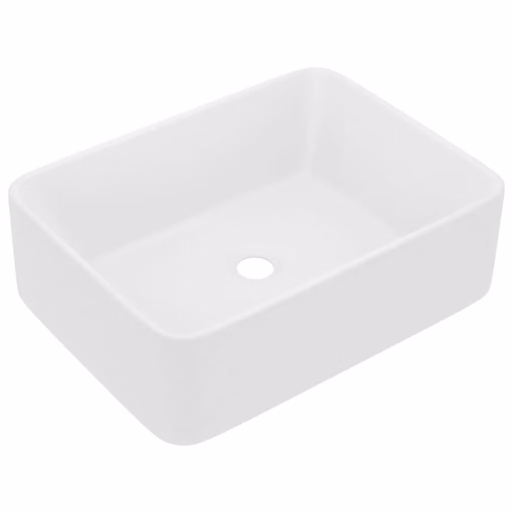 Berkfield Home Luxury Rectangular Ceramic Countertop Wash Basin in Matt White, W: 41 cm, D: 30 cm, H: 12 cm – 2