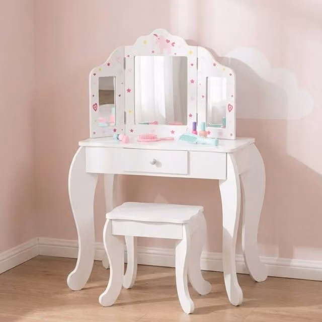 STILVORA Children's Dressing Table Set with Drawer in White